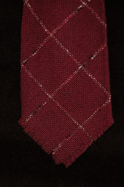 Bordeaux Native American Tie With Windowpane Check By Warrior Weavers