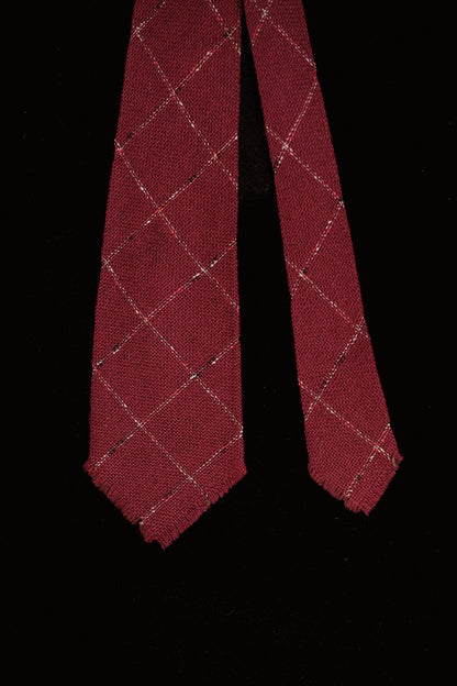 Bordeaux Native American Tie With Windowpane Check By Warrior Weavers