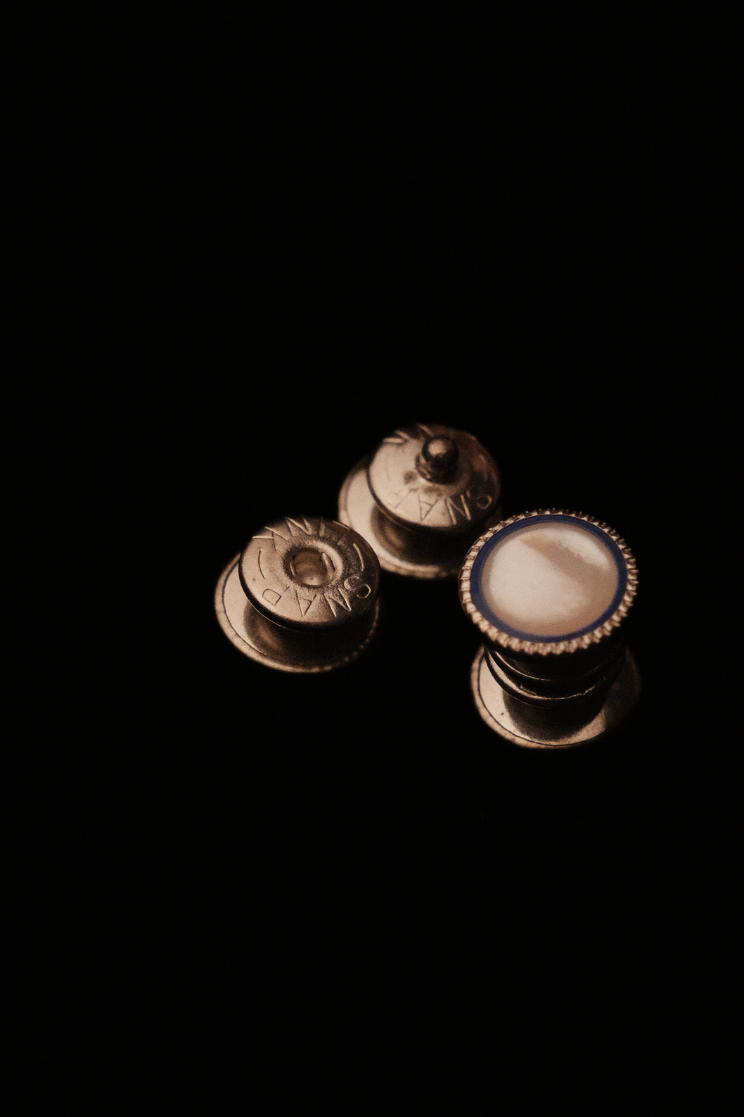 1920s Navy MOP Snap Cufflinks
