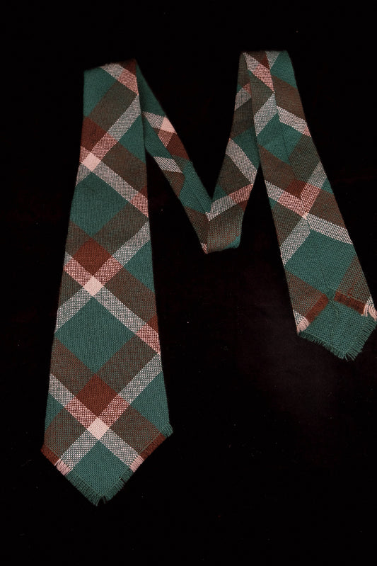 Green, White and Brown Plaid Native American Tie By TEWA Weavers