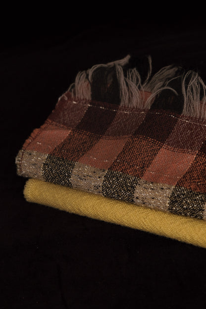 (Extremely Rare) Handwoven Native American Scarf In Brown Check By El Ricos Weavers. Circa 1939
