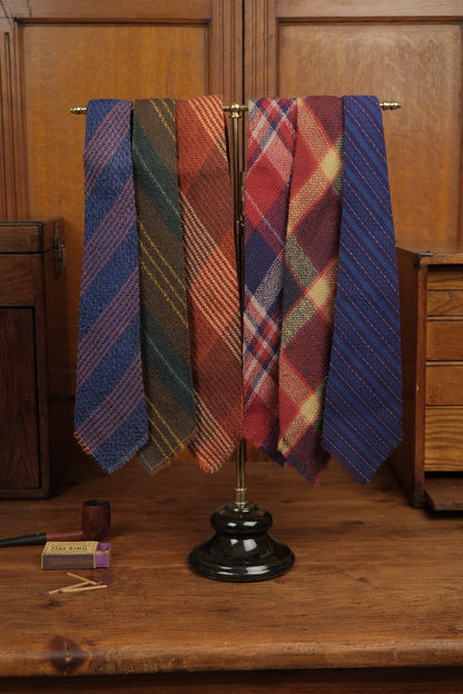 Blue With Rust Stripe  Native American Tie By McCrossen N.M Weavers