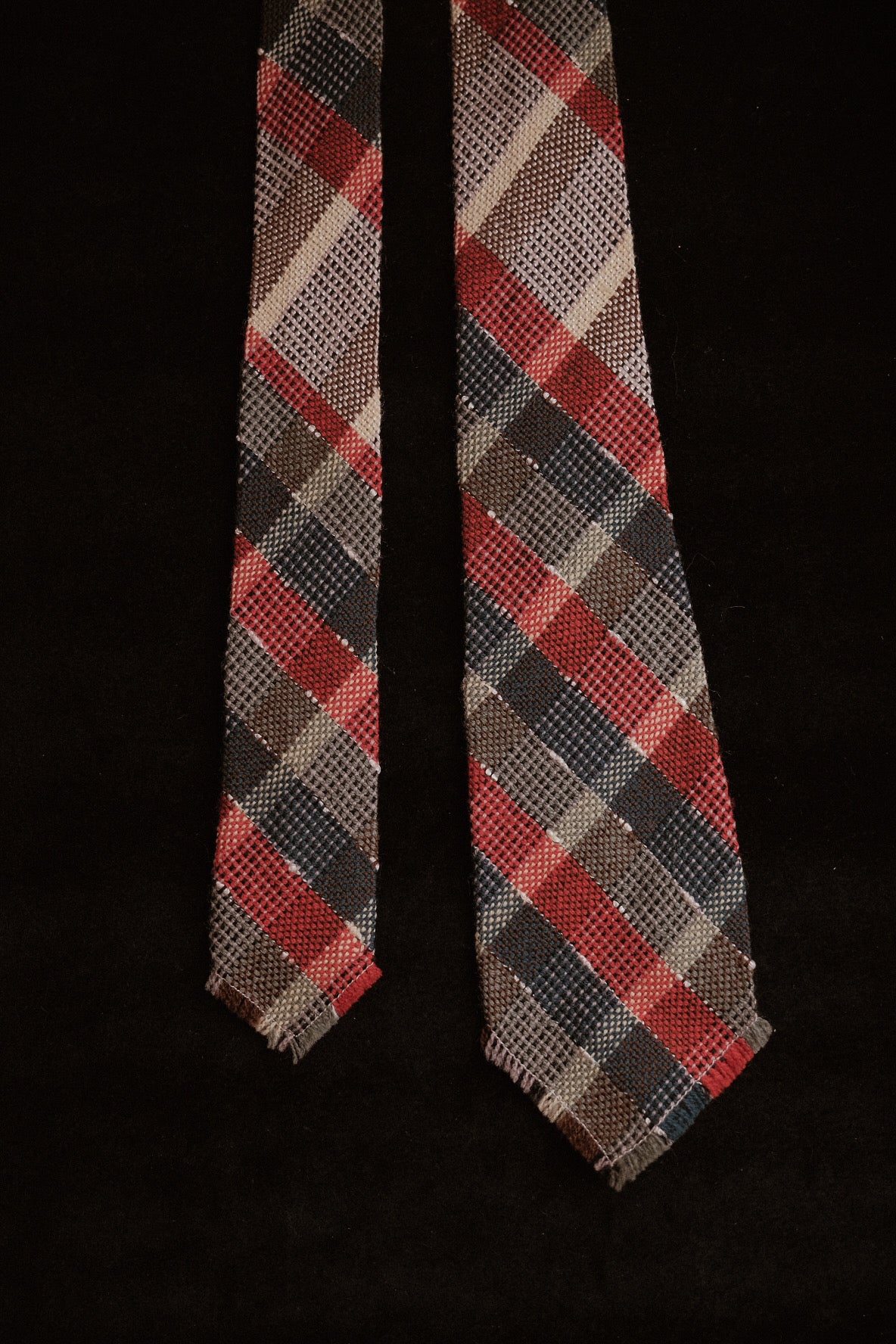 Red & Green Checkerboard Native American Tie By El Denver Weavers