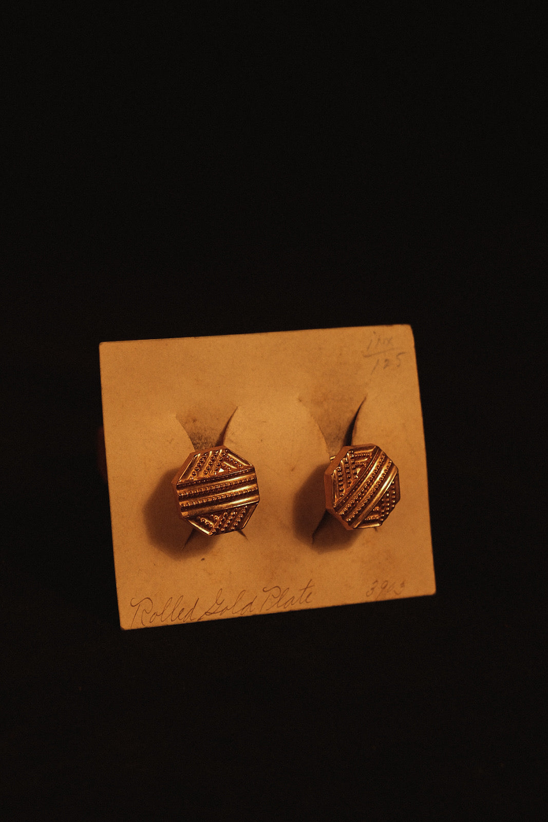 Authentic Art Deco Gold Plate Cufflinks On Display Card