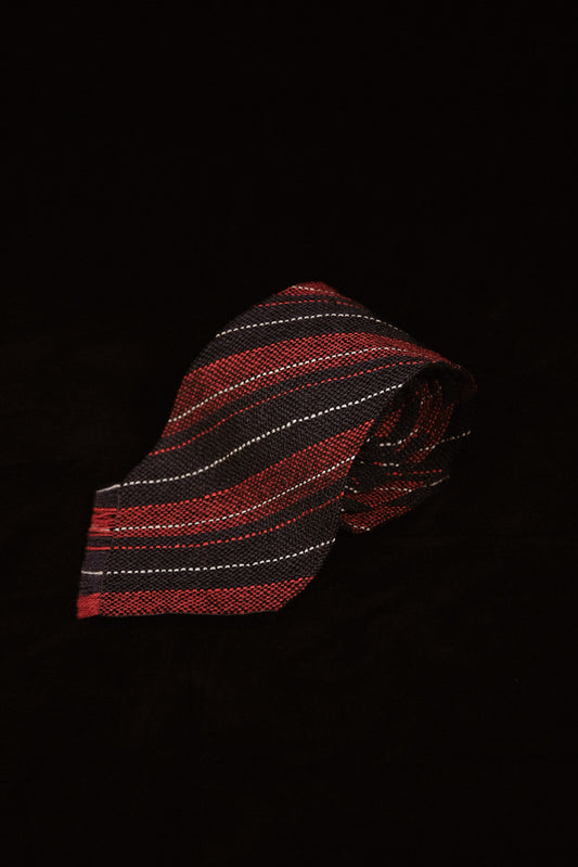 Red & Navy Striped Native American Tie By Webb Young