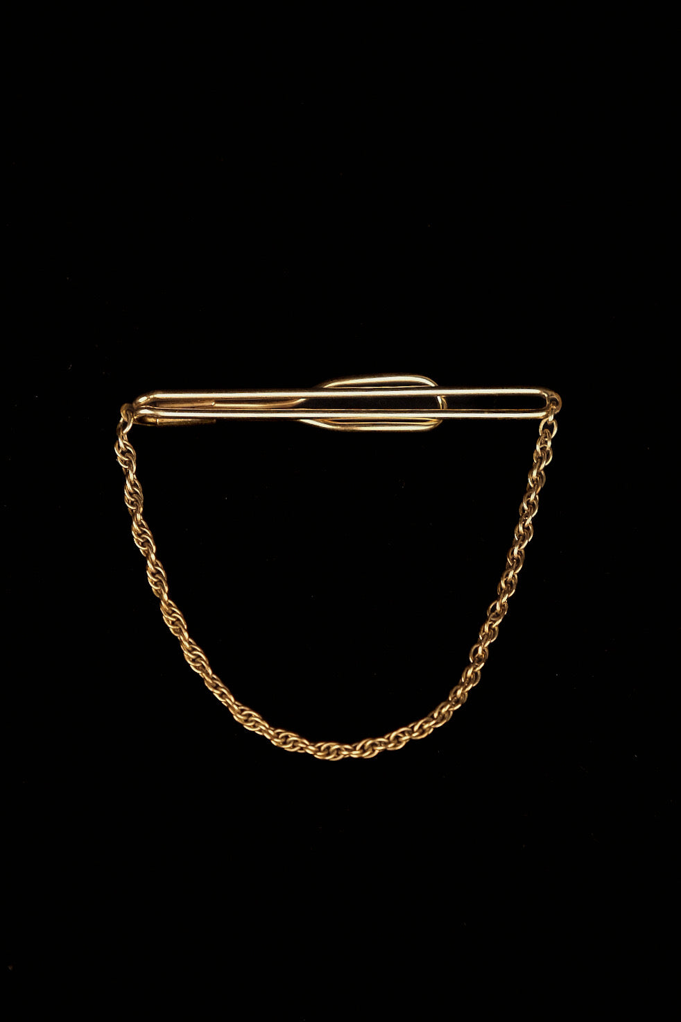 12K Gold Filled Tie Bar With Decorative Chain