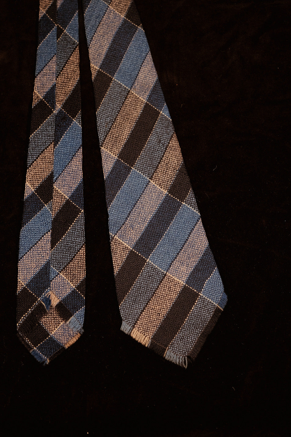Navy, Black & White Striped Native American Tie By Webb Young