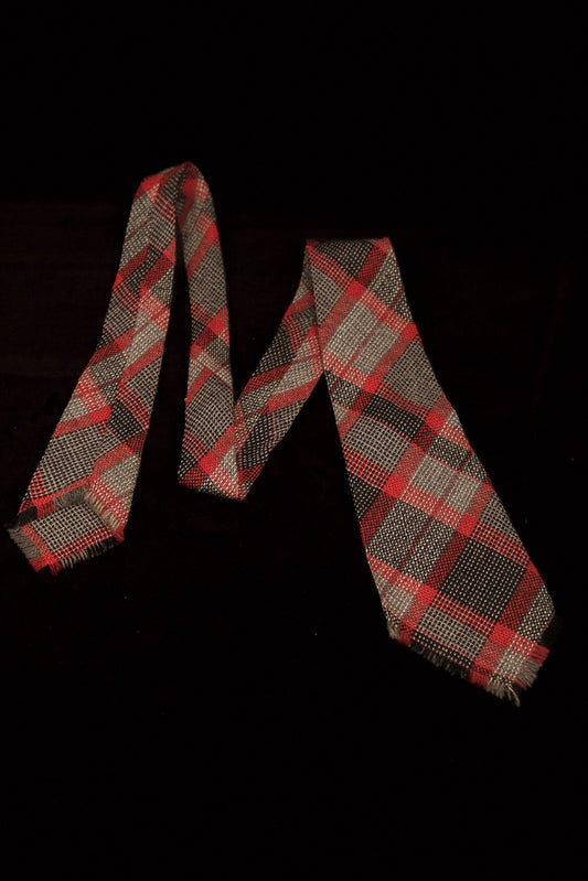 Charcoal & Red Plaid Native American Tie By Webb Young Weavers