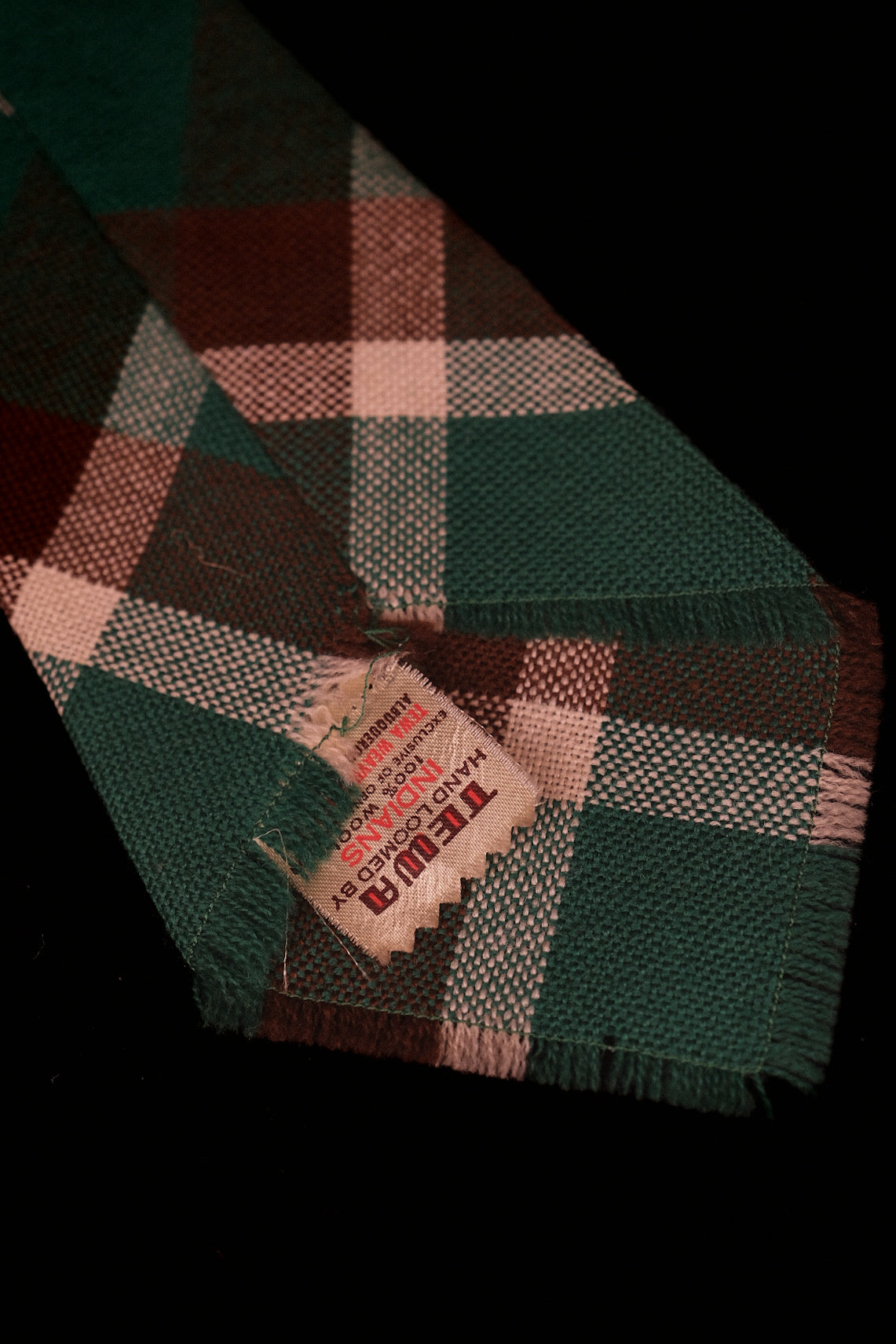 Green, White and Brown Plaid Native American Tie By TEWA Weavers