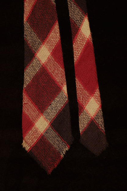 Navy, Red & Cream Plaid Native American Tie By Kentucky Homespun Weavers