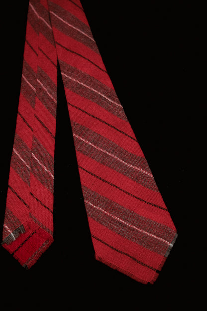 Red Block Striped Native American Tie By Webb Young