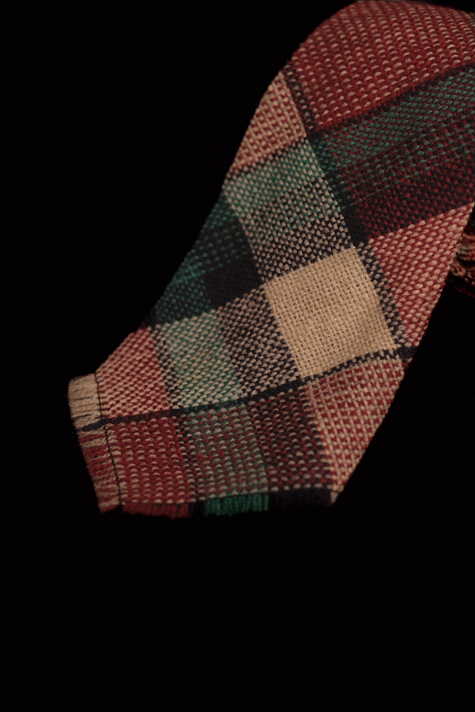 Cream & Plum Tartan Native American Tie By Tewa Weavers