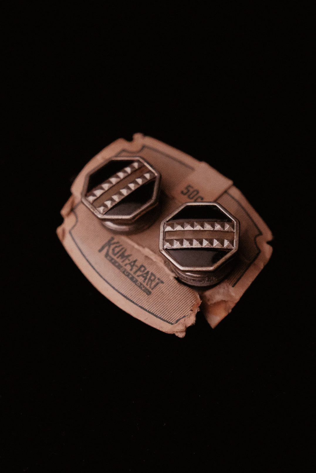 1920s Kumapart Snap Cufflinks Black Enamel