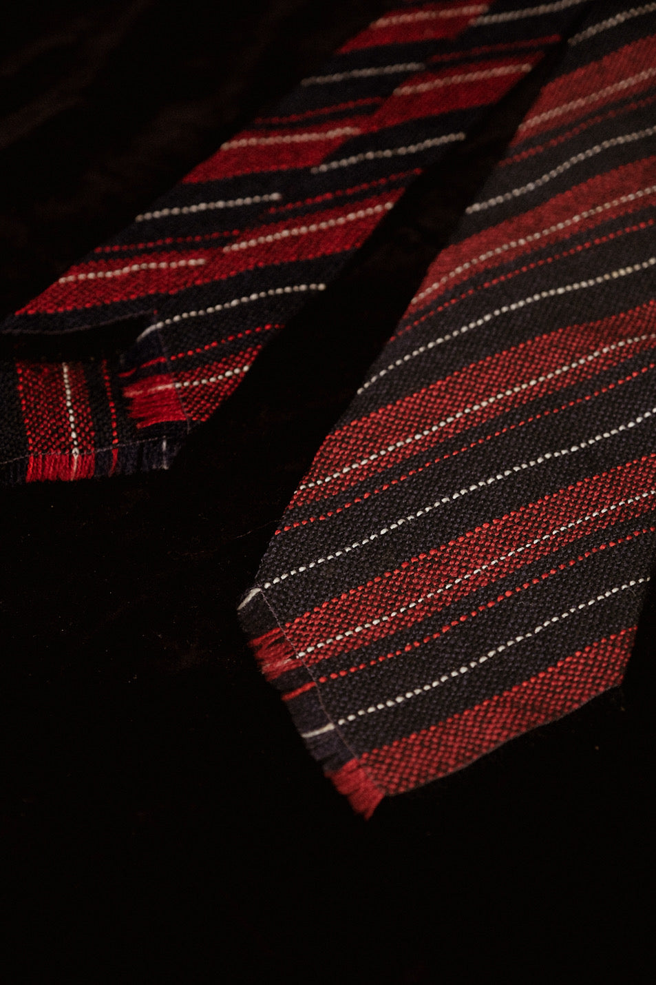 Red & Navy Striped Native American Tie By Webb Young