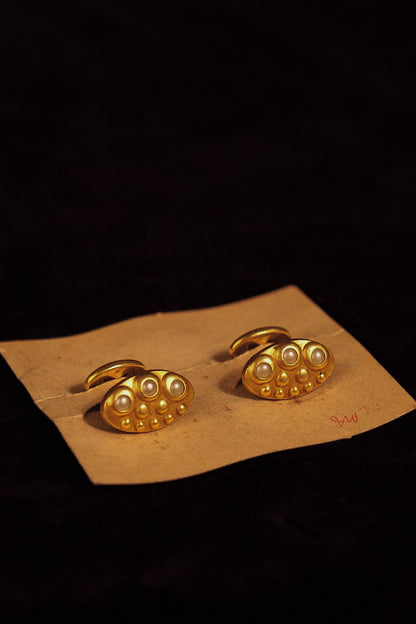 Edwardian Gold Plate Cufflinks With Pearl Decoration