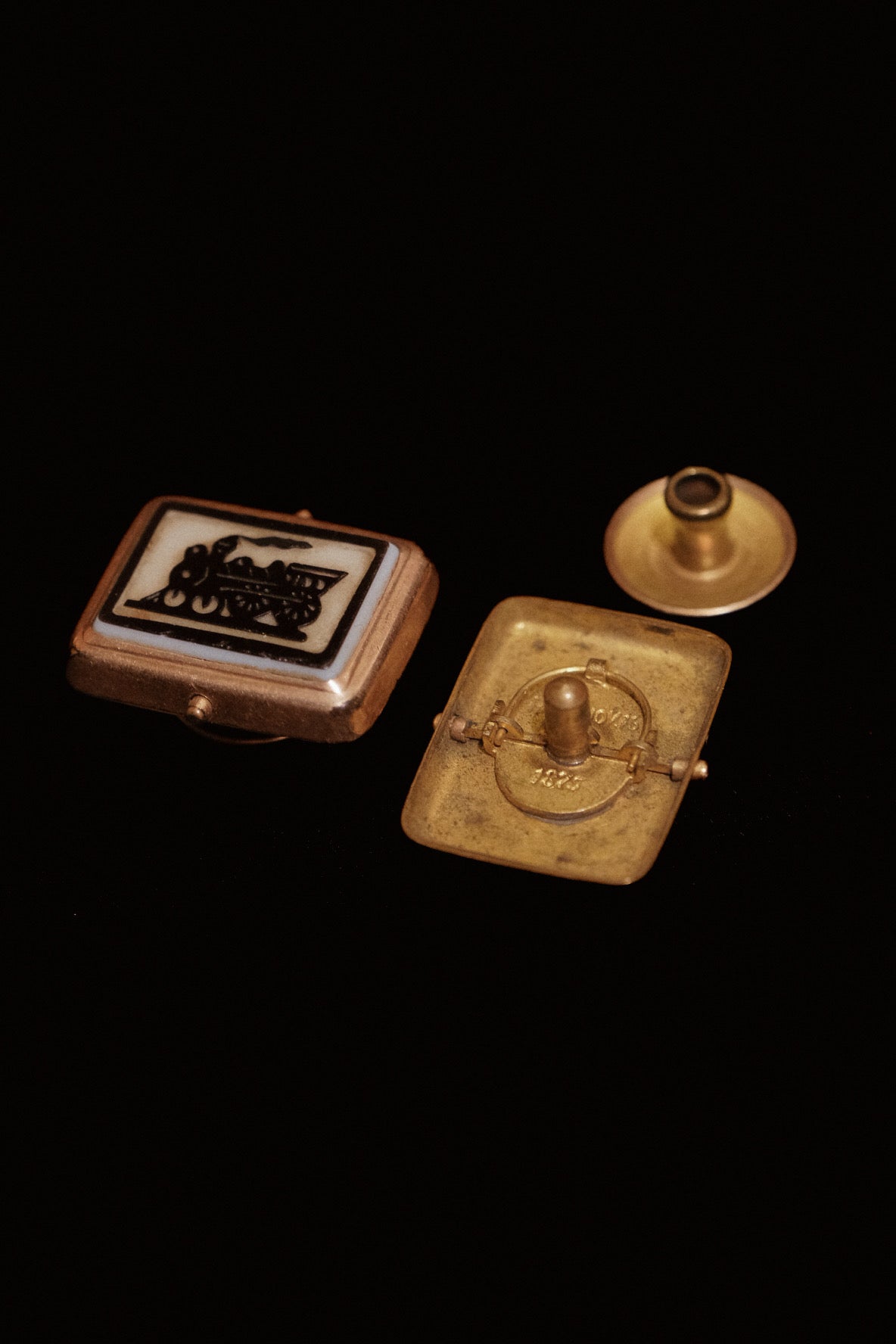 Victorian 1875 Steam Train  Cufflinks With Secure Pin