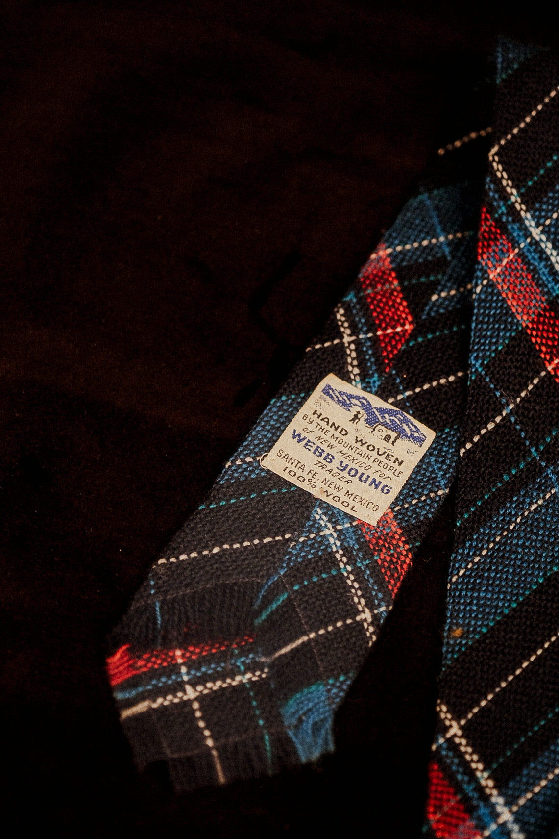 Black, Red & Blue Plaid Native American Tie By Webb Young Weavers