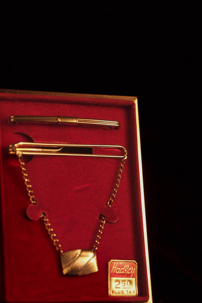 1930s Deadstock Collar & Tie Bar Set By Hadley In Original Gift Box No 4