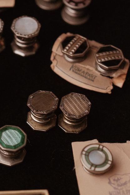 1920s Kumapart Snap Cufflinks Black Enamel