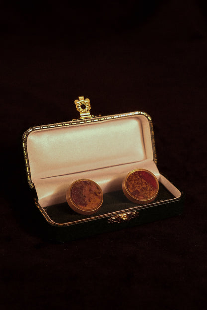 1880s Spin Back Cufflinks With Jasper Face "PAT.AUG.86"