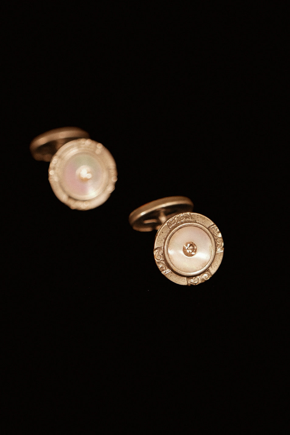 Art Deco 1920s Cufflinks Featuring A Crystal Framed By Mother Of Pearl
