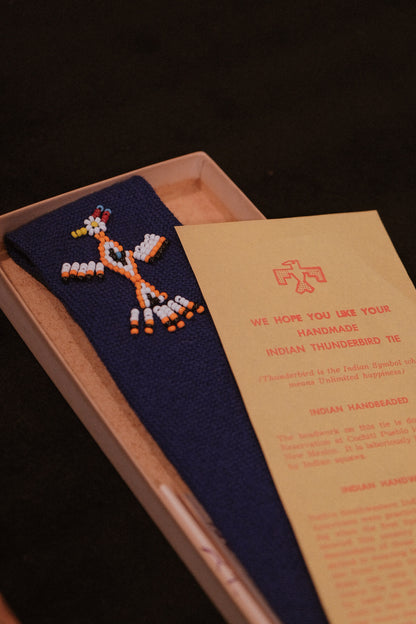 Rare Original 1930's Thunderbird Native American Tie In Blue (Boxed)