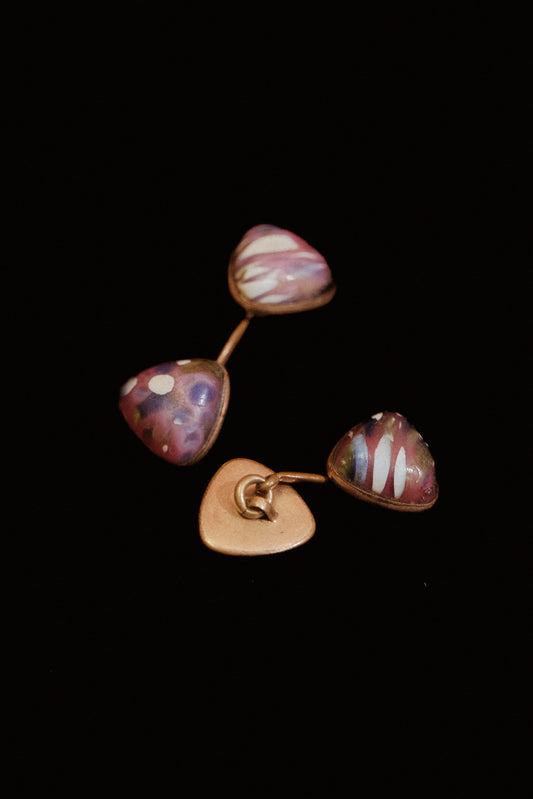 Edwardian 1890s Mookaite Stone Cufflinks