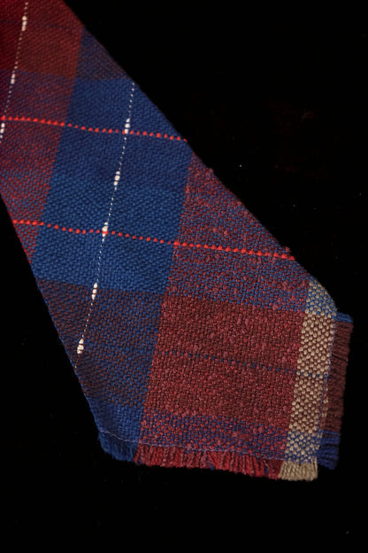 Red & Blue Check 1930's Native American Tie By El Rico Weavers