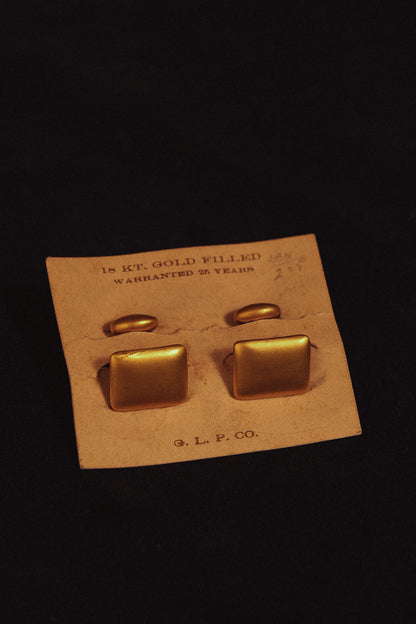 1920s Plain Front 18 Kt. Gold Filled Cufflinks On Display Card