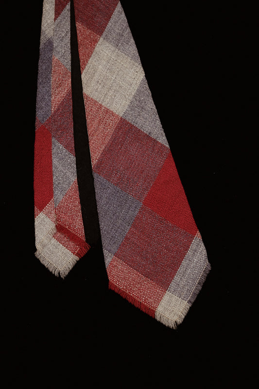 Red & Grey Blanket Check Native American Tie