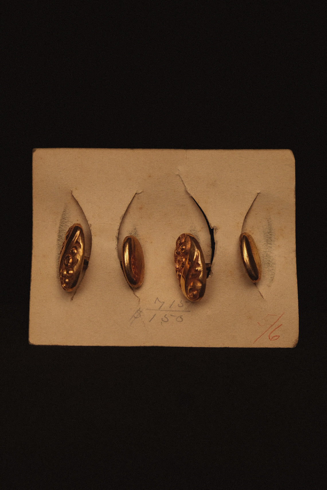1910s Gold Plate Cufflinks On Original Display Card