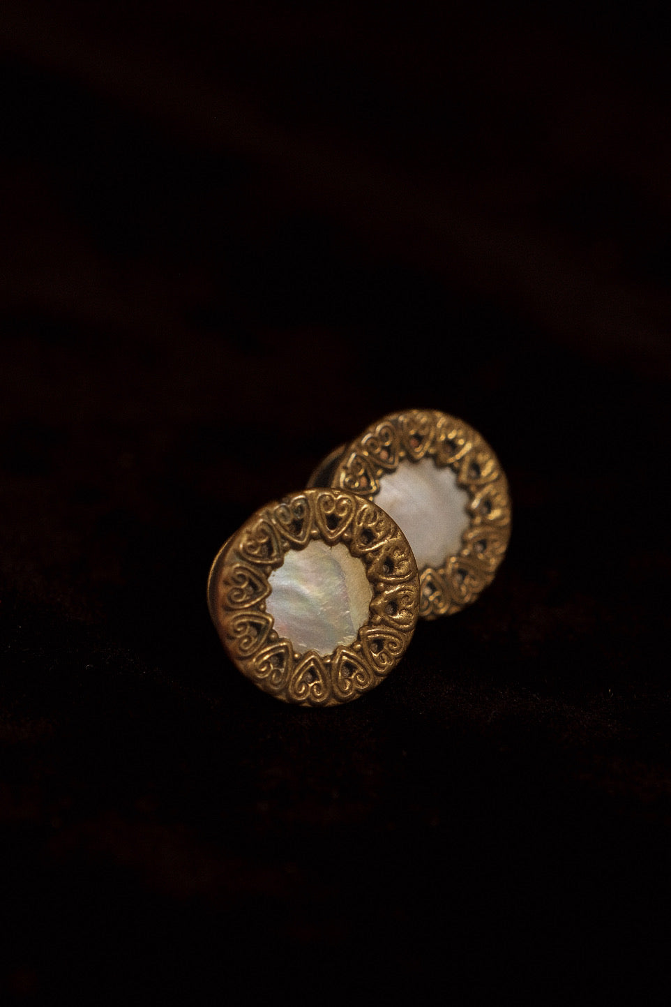 Victorian Circular Cufflinks With Mother Of Pearl Centre