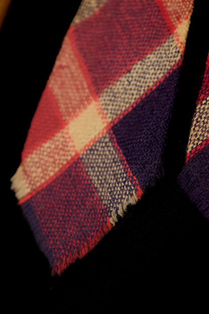 Navy, Red & Cream Plaid Native American Tie By Kentucky Homespun Weavers