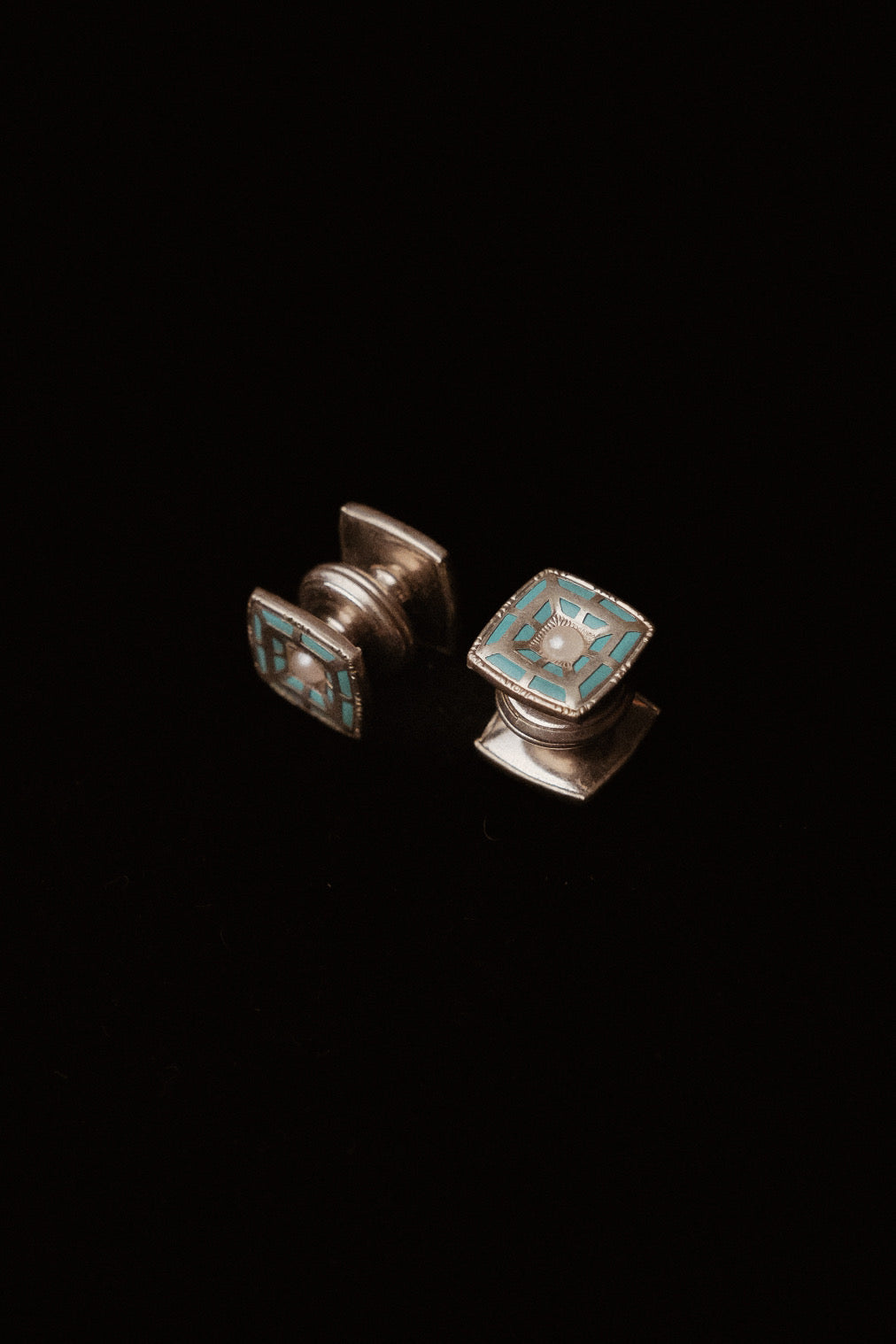 1920s Turquise Kumapart Snap Cufflinks