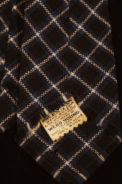 Blue & White Check Native American Tie By Webb Young