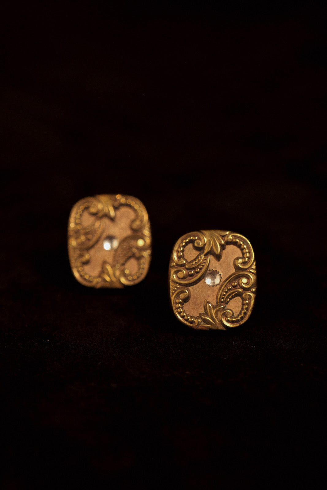 ca 1880 Cufflinks With Crystal Centre