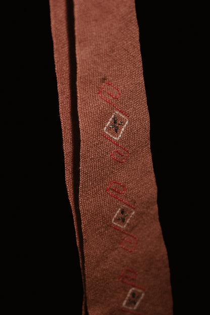 Canyon Brown Hand Embroidered Native American Tie By Tewa