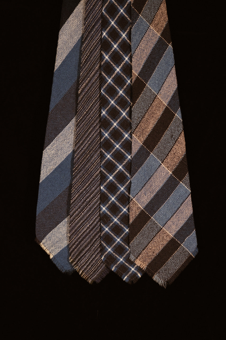 Blue & White Check Native American Tie By Webb Young