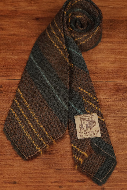 Green With Yellow Stripe  Native American Tie By McCrossen N.M Weavers