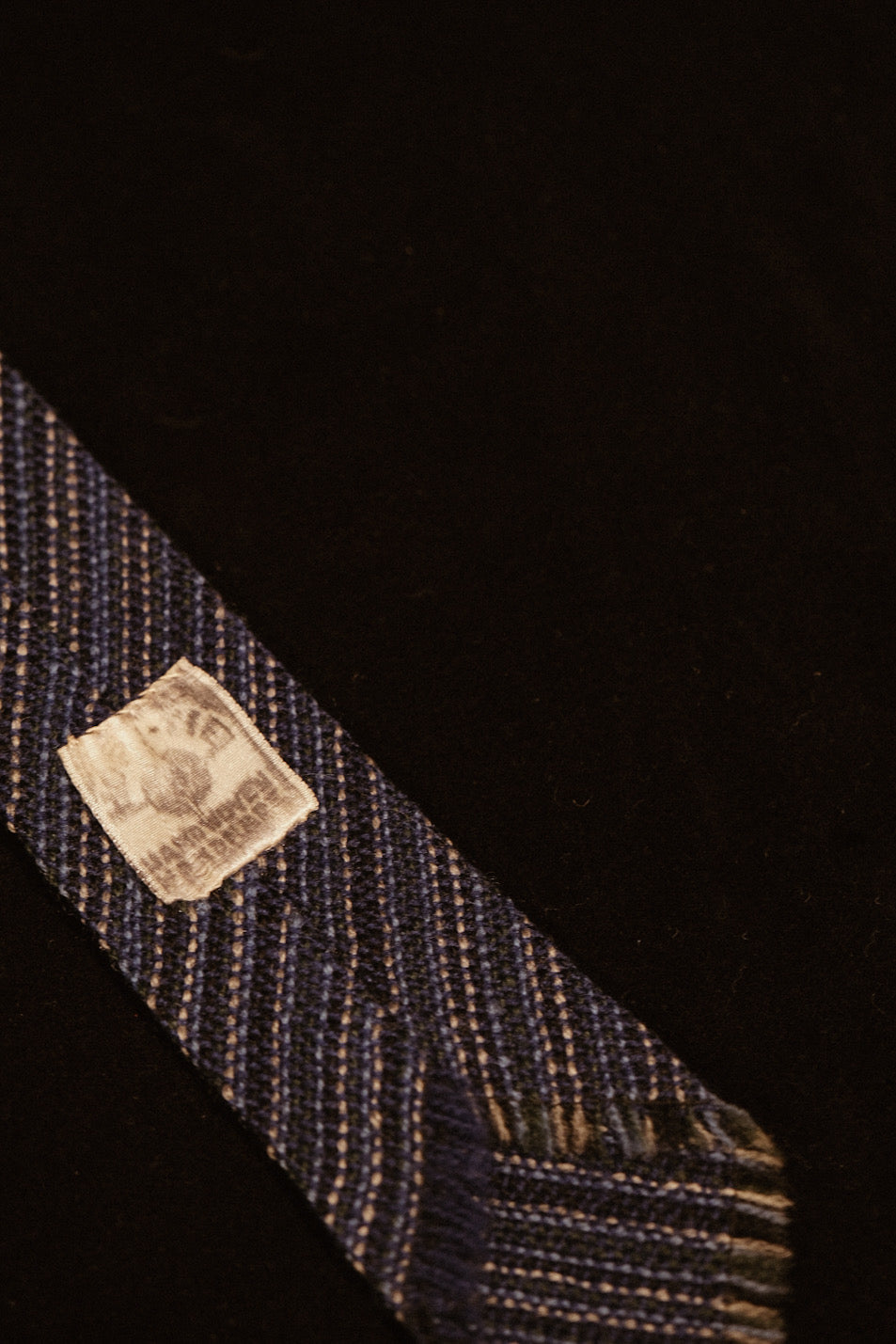 Navy Needle Stripe Hand Woven Native American Tie By Tewa Weavers