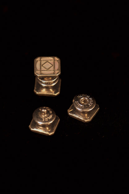 1920s Square Windowpane Snap Cufflinks With Mother Of Pearl Fronts