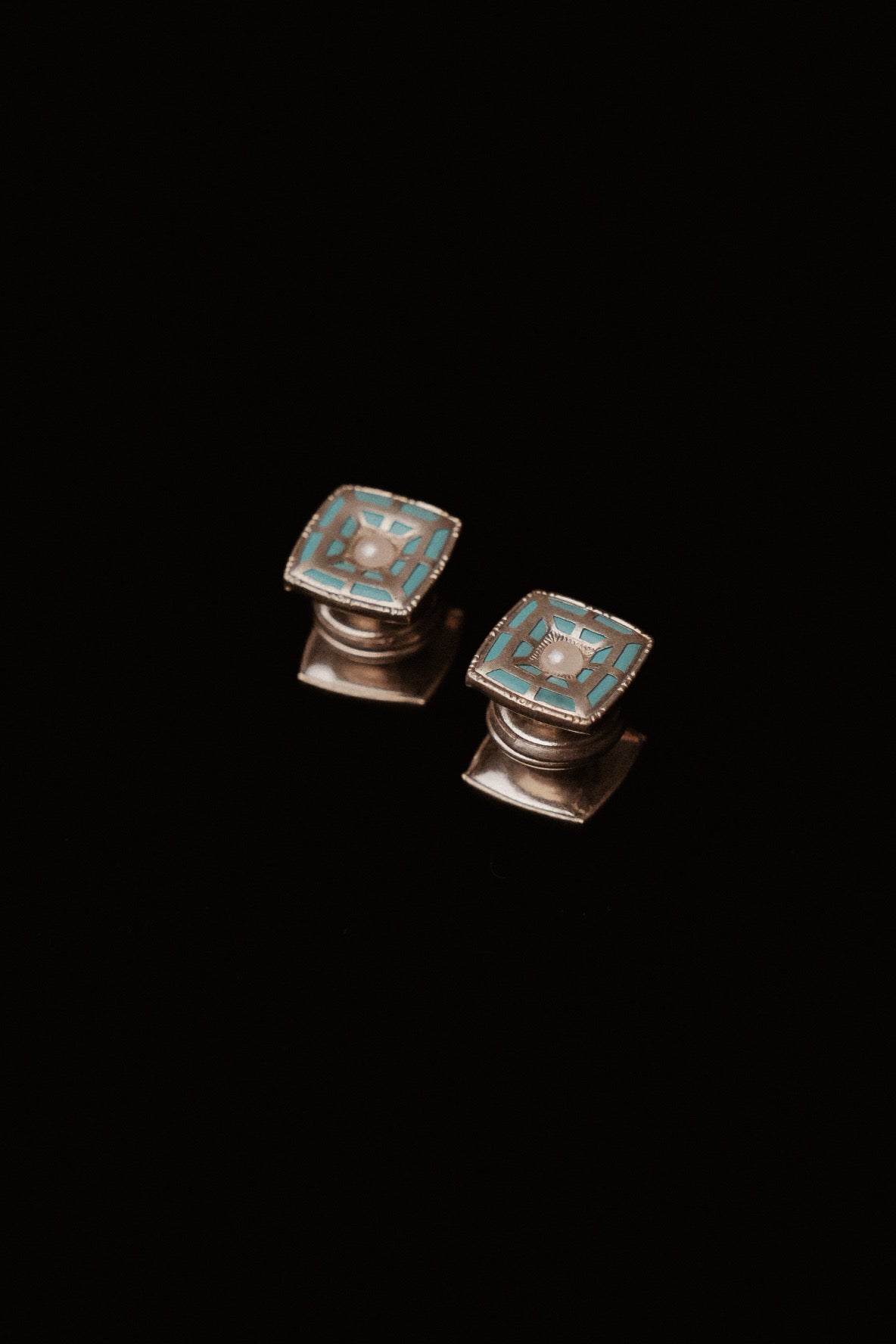 1920s Turquise Kumapart Snap Cufflinks