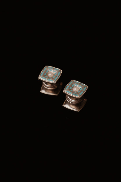 1920s Turquise Kumapart Snap Cufflinks