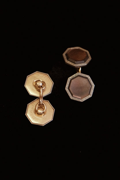 Art Deco Octagon Abalone Cufflinks With Gold Filled Backs